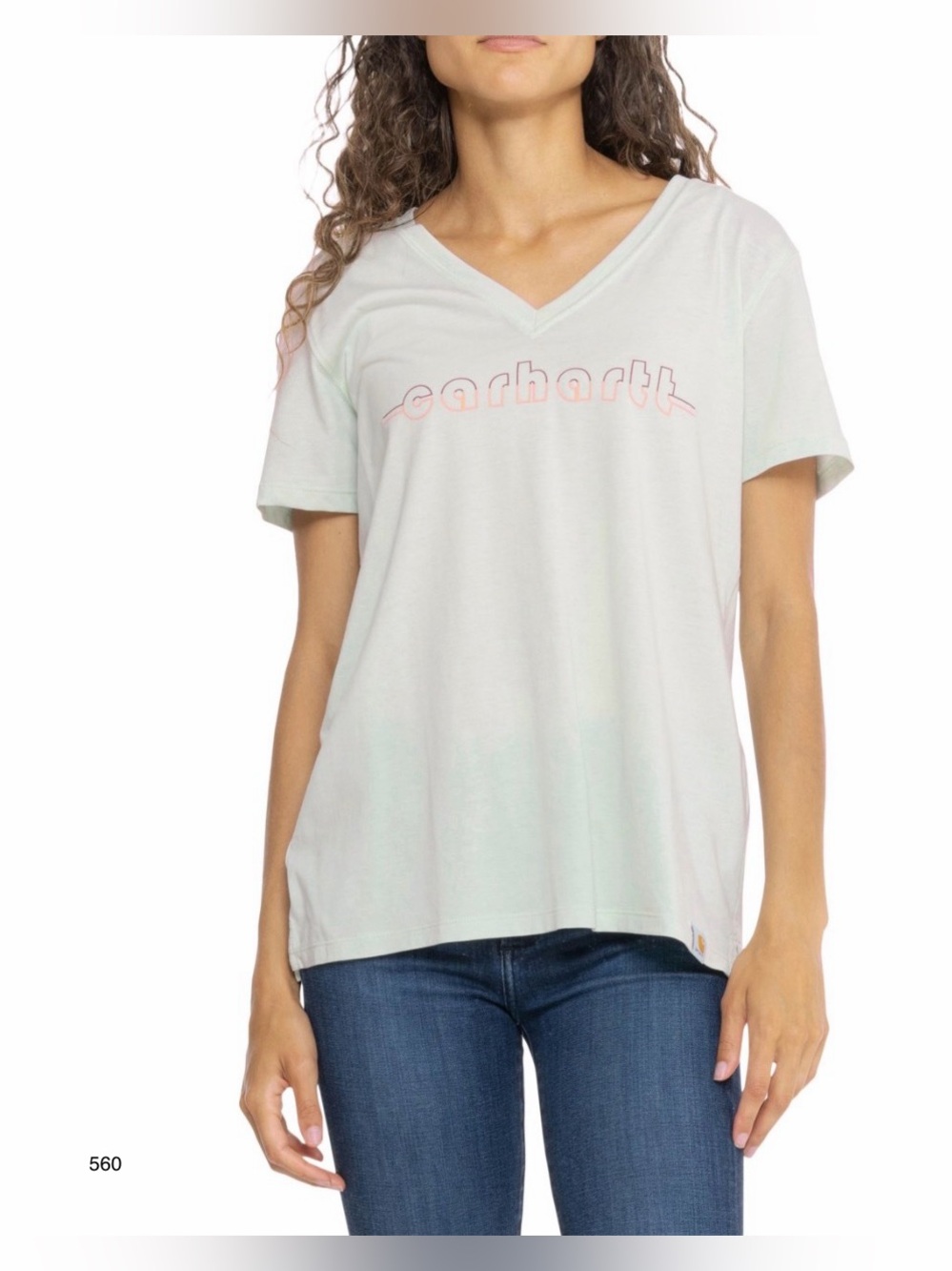 *new* Carhartt Women's Relaxed Fit Graphic V-Neck T-Shirt Mint Green